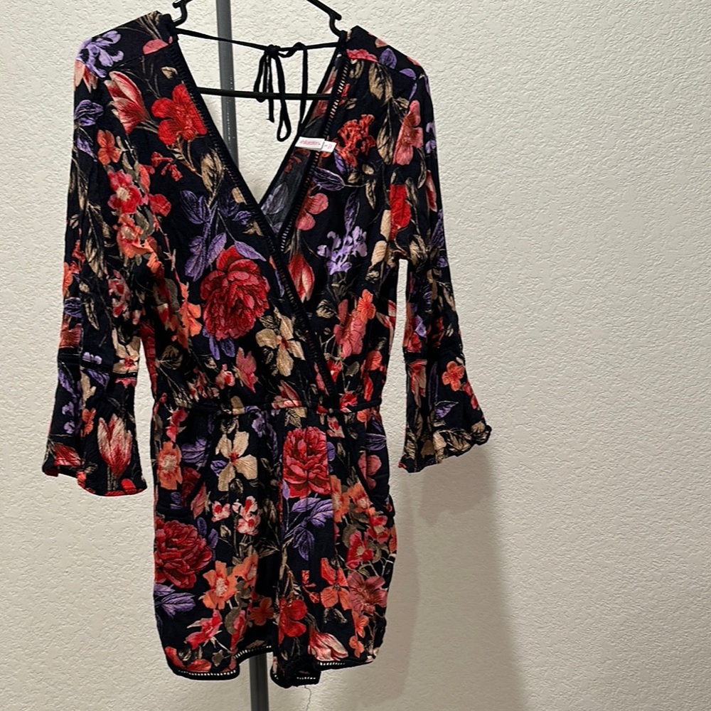 Xhilaration Black and Red Floral Romper